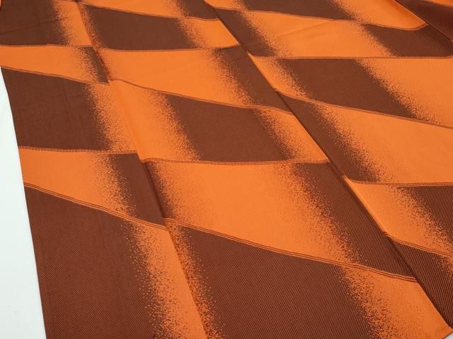 平和屋本店□極上 キモノデザイナー 斉藤上太郎 お召 単衣 幾何学文様  