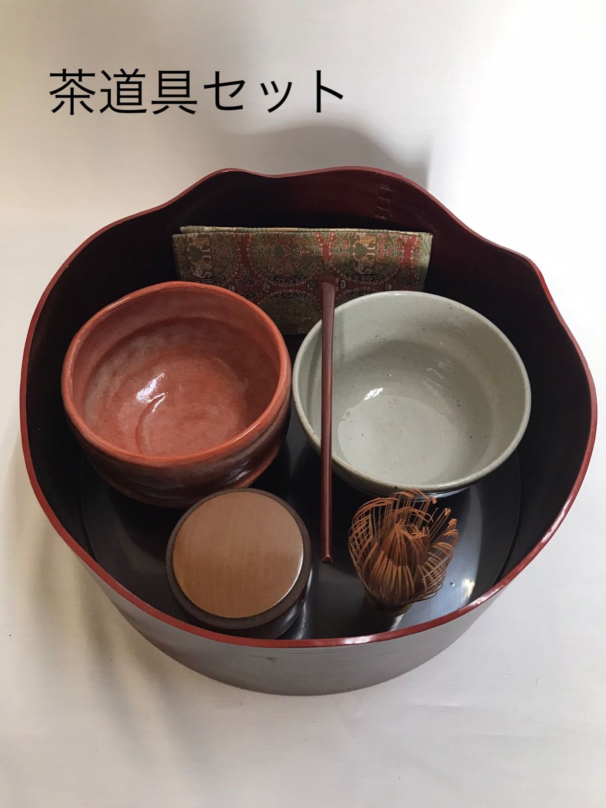 茶道具 セット 抹茶碗２つ 古帛紗２枚 棗 茶筅 茶杓 収納ケース（蓋 ...