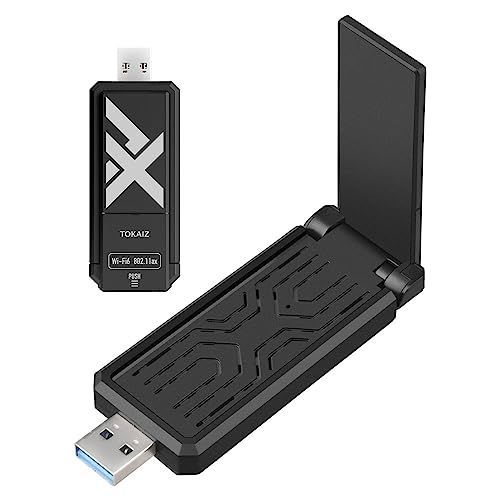TOKAIZ 無線lan 子機 wifi6 usb 無線LANアダプター AX1800 高速 1201Mbps + 574Mbps 小型 受信機 デュアルバンド 2.4GHz+5GHz対応 USB3.2 ゲーミング PC ノートパソコン デスクトップ パソコン
