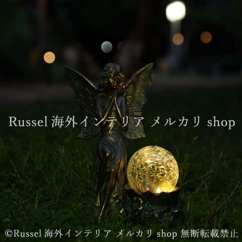 ガーデンライト ソーラー 天使 樹脂 妖精 置物 ガーデンオブジェ ガーデンオーナメント ガーデンオーナメント ガーデニング 雑貨 ガーデン雑貨 ガーデンインテリア ガーデン インテリア 庭の装飾 お洒落 おしゃれ 8-14