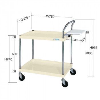 サカエ ピッキングカート 750×500×740mm アイボリー 2段 PC-7572I