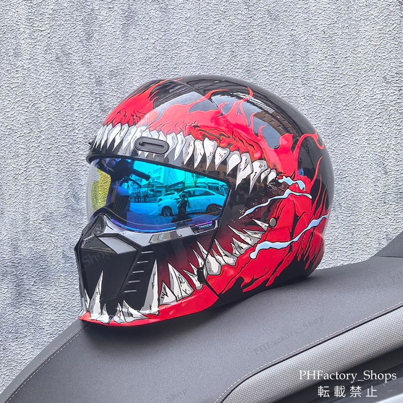 オートバイヘルメット ヘルメット フルフェイスヘルメット シールドヘルメット 2way DOT認証 バイクヘルメット 軽量 耐久性 安全性 通気性 シールド色選択可 男女兼用 炎柄 レッド A109