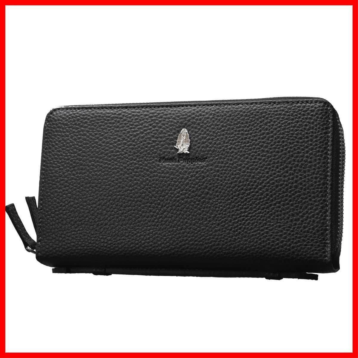 Hush Puppies 取っ手付き 牛革 ダブルファスナー HP1081 全6色 ラウンド 0W-HP1081 長財布 ブラック 10 ハッシュパピー