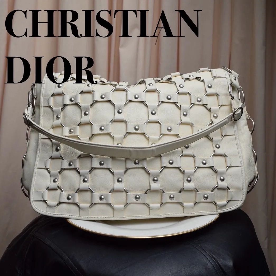 Christian Dior メタルリング レザーコンビネーションデザインバッグ