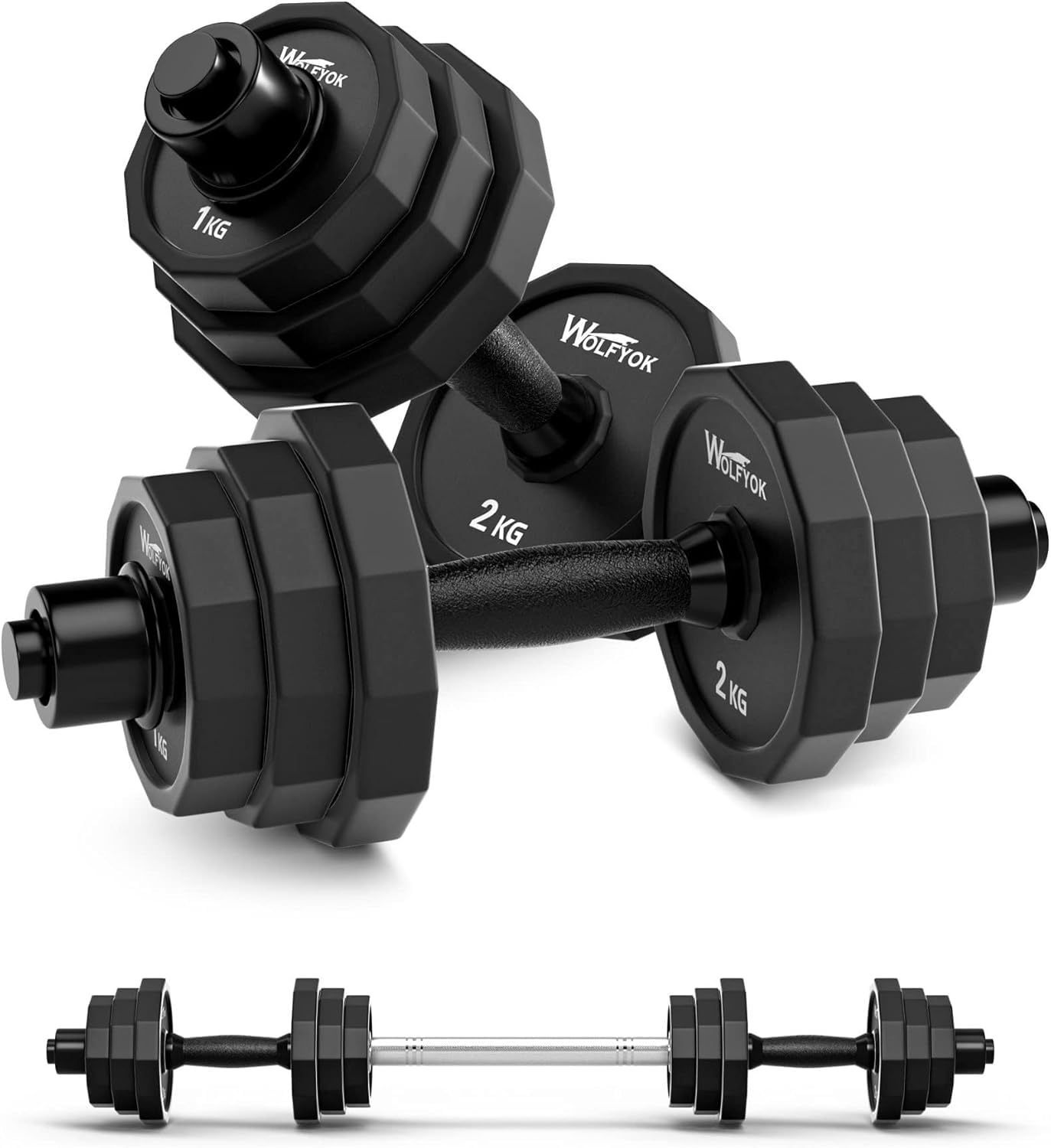 ダンベル 可変式 ステンレス鋼製 10kg 20kg 30kg 40kg 2個セット 3in1自主開発12角形 多段階重さ調節可 筋トレ器具 バーベルにもなる ダンベルセット 意匠権取得 意匠登録1641845 バーベル 無臭素材 静音 錆びない