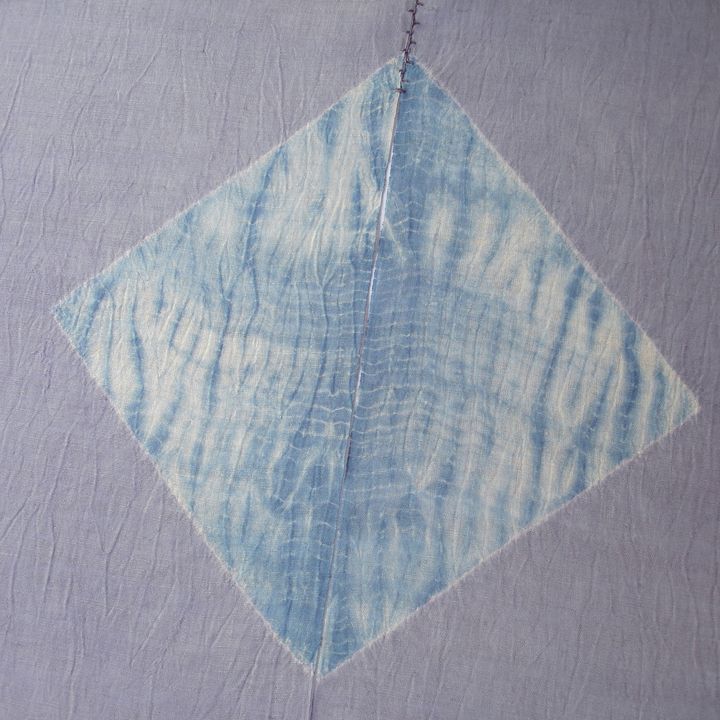 のれん 麻 四角 青藤色 絞り 手染め 和風モダン 90×120cm