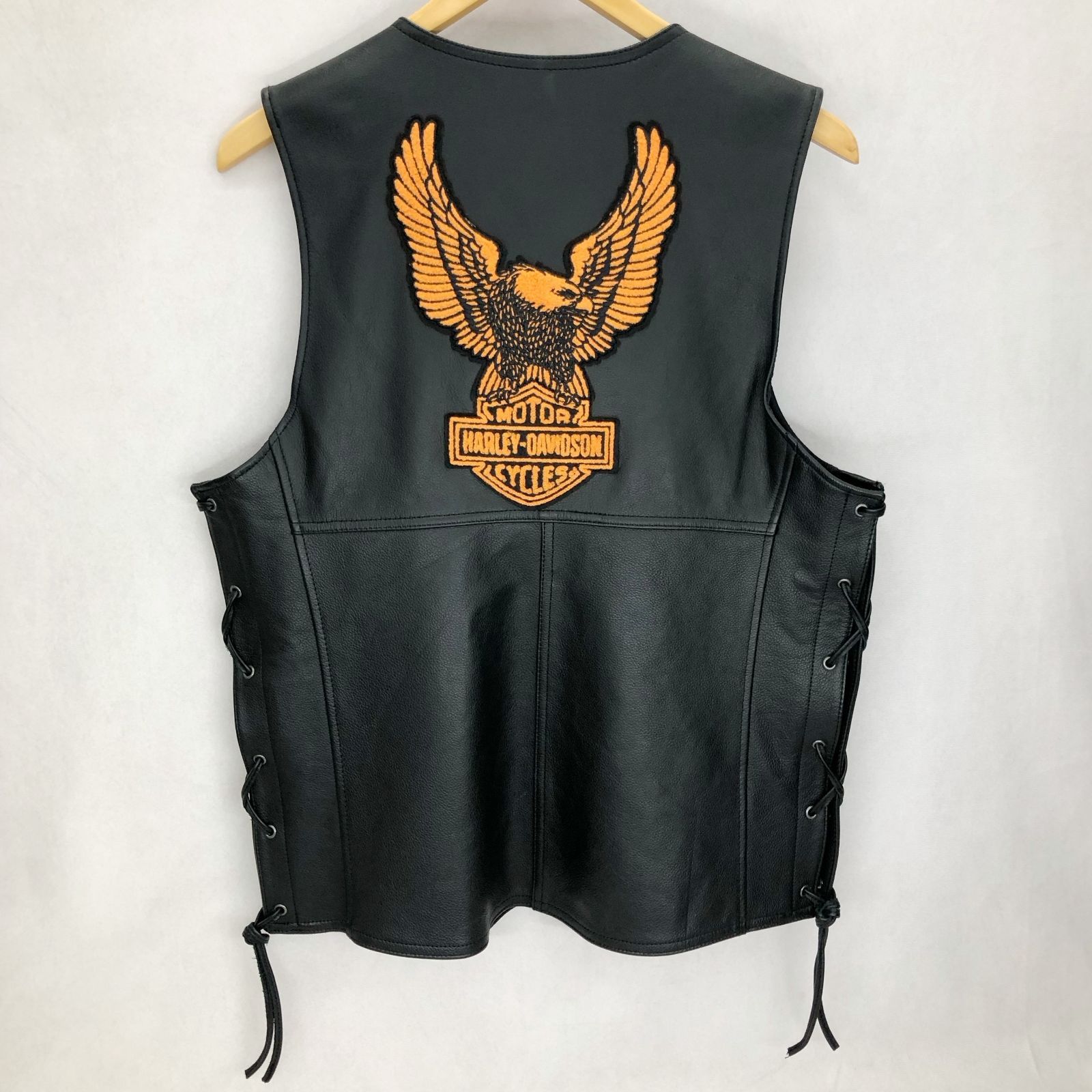 HARLEY-DAVIDSON レザーベスト 98024-18VM M ブラック 牛革 イーグル