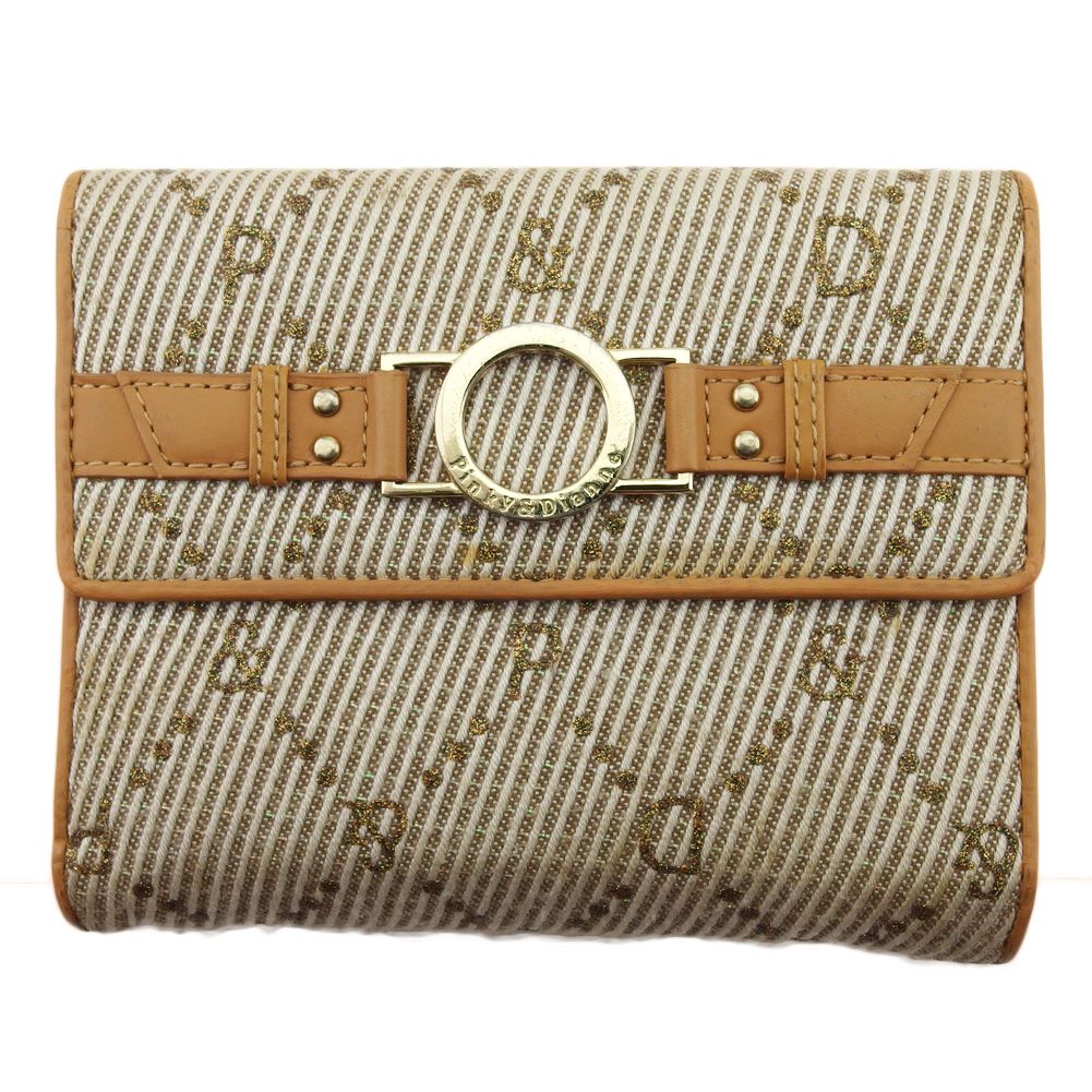 BVLGARI ロゴマニア ダブルホック 二つ折り コンパクト財布 キャンバス