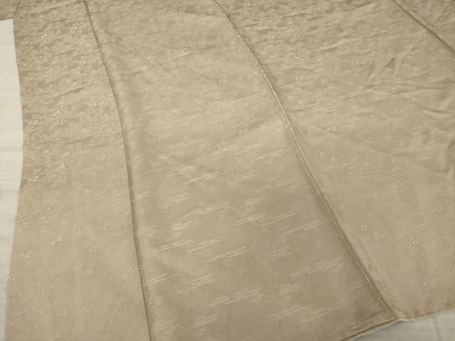 平和屋着物○京友禅 中井淳夫 お召 草花文 白茶色 正絹 逸品