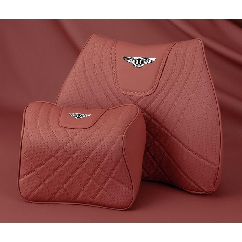 ◆ベントレー アズール アルナージ エイト コンバーチブル◆レッド◆ネックパッド 腰クッション 車用 背もたれクッション ネックピロー ヘッドレスト ナッパレザー 低反発 背当