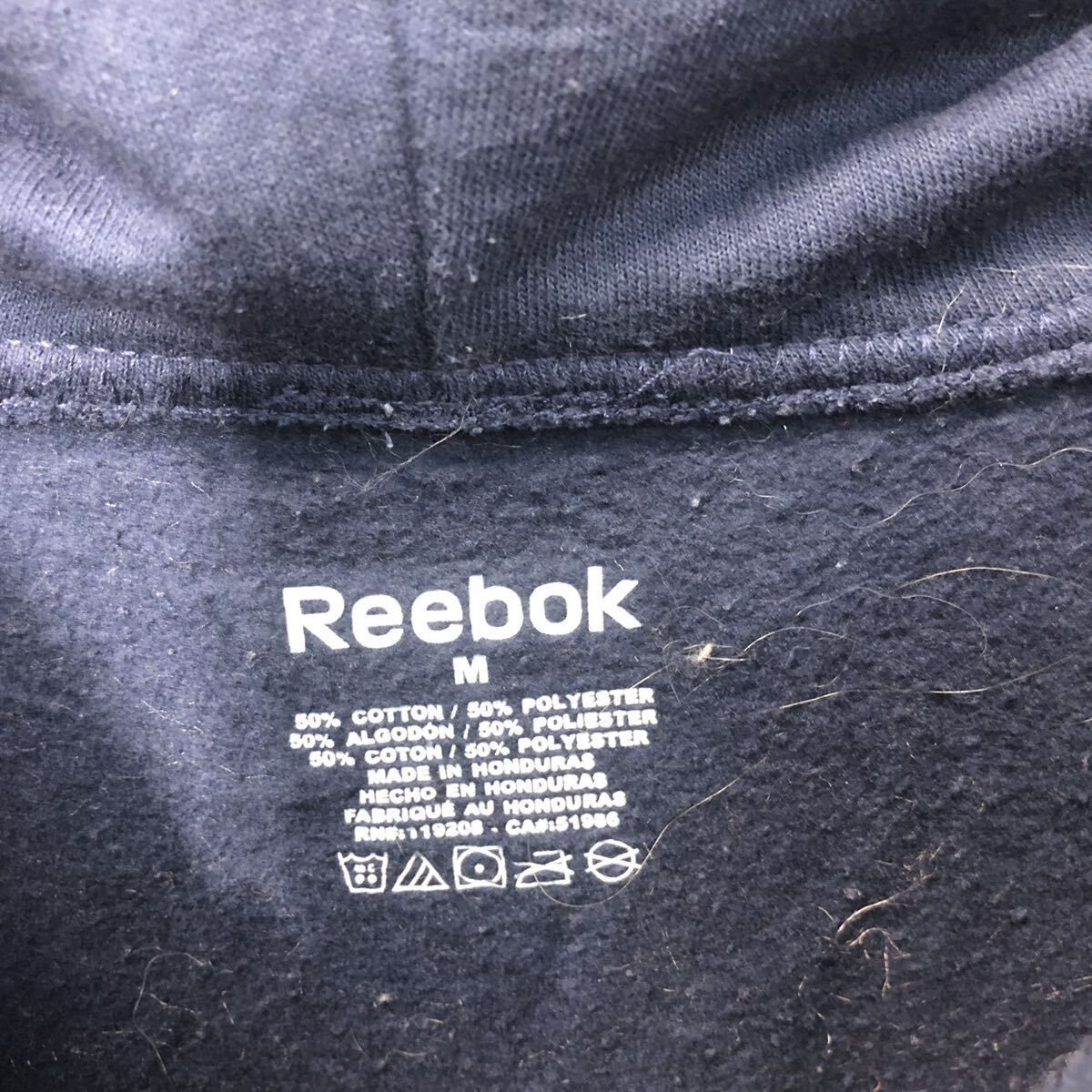 Reebok プリント スウェット パーカー リーボック M ネイビー NHL プルオーバー 古着卸 アメリカ仕入 a605-6658