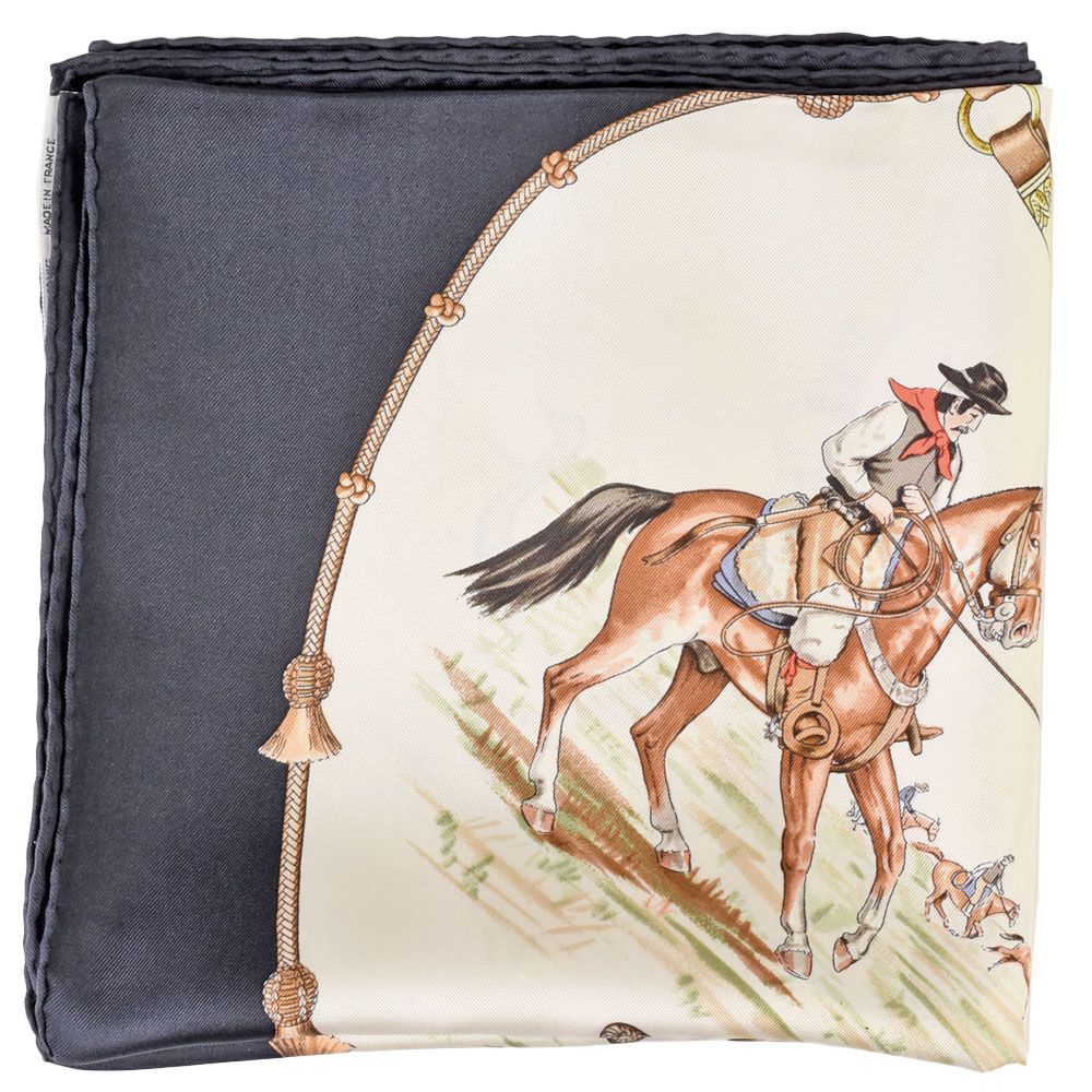 エルメス HERMES カレ90 スカーフ シルク 90cm ネイビー PAMPA パンパ 