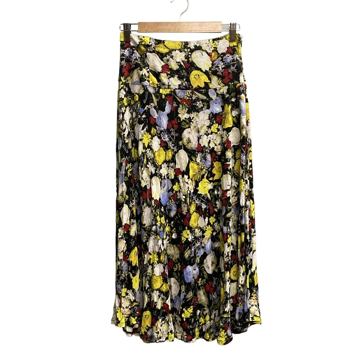 ERDEM アーデム ロングスカート サイズIT 42 レディース - 黒×イエロー×マルチ マキシ丈|花柄