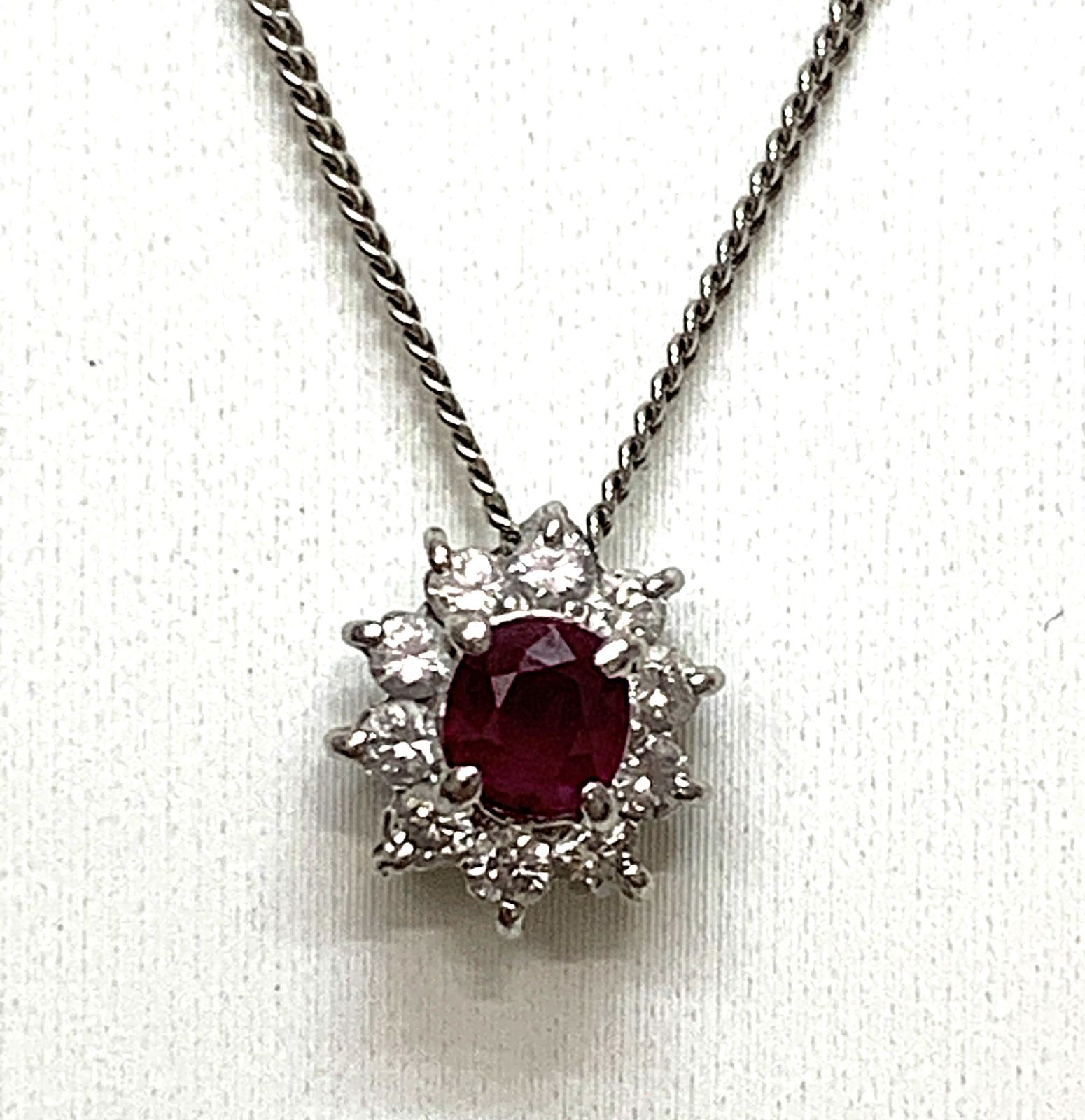 PT900 / PT850 コンビ 赤石 0.41ct ダイヤモンド 総計 0.24ct 