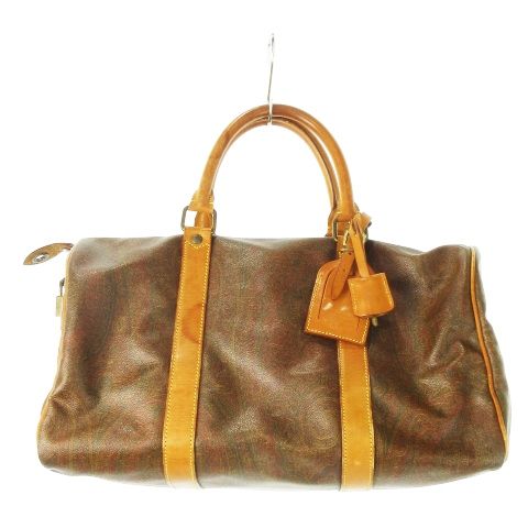 エトロ ETRO ボストンバッグ 旅行バッグ PVC レザー 革 IDホルダー