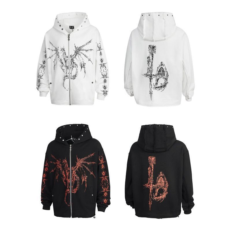 新品！未使用  Thug Club  サグクラブ  ストリートファッション  トップス メンズ レディース 男女兼用 ファスナー付きフードパーカー #2色選択可能