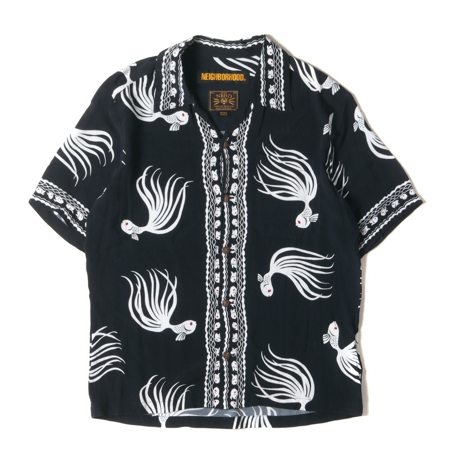 NEIGHBORHOOD ネイバーフッド フィッシュ柄 レーヨン アロハシャツ(OTHA FISH ALOHA / LY-SHIRT . SS) ブラックS