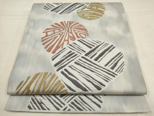 平和屋着物▽両面六通柄袋帯 幾何学文様 正絹 逸品 AAAY9594wj