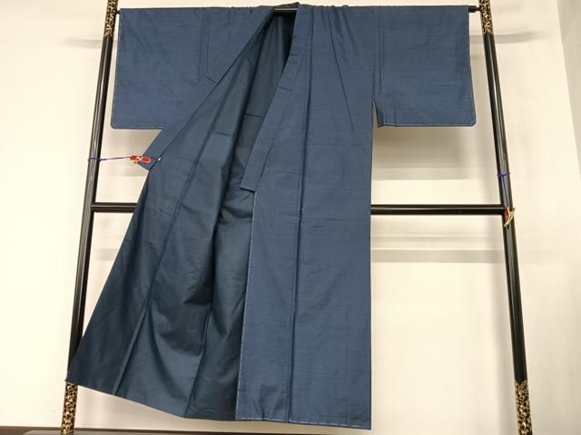 平和屋着物●男性 本場大島紬 アンサンブル 格子 さが美扱い 久野織物特製 証紙付き 正絹 AAAZ7510zg