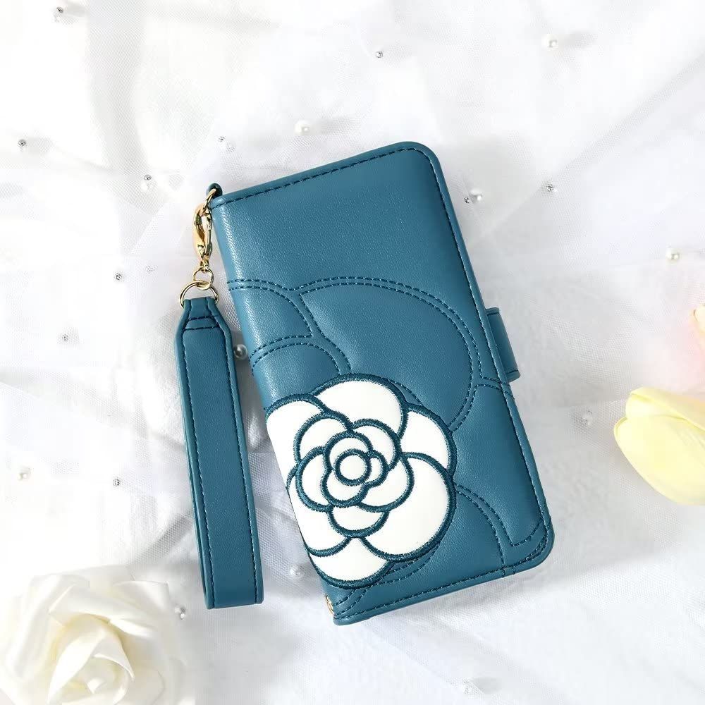 【数量限定】かわいい ケース iphone ケース 13 携帯カバー 手帳 可愛い 財布型 13 アイフォン 13 手帳型 ケース 女性 iPhone 13 iPhone 手帳 ケース シンプル お洒落 山茶の花 刺繍 あいふぉん 手帳型 