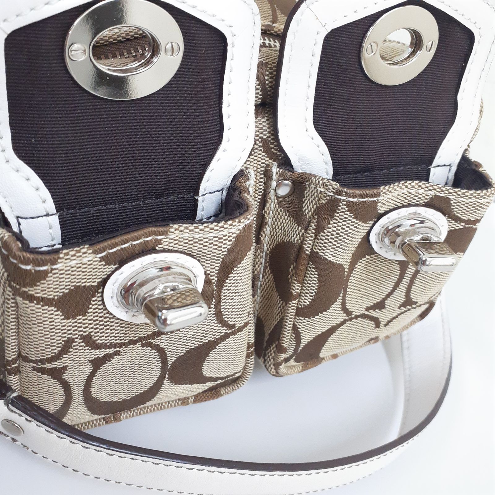 コーチ ハンドバッグ アクセソ ポーチ シグネチャー ロック FP430 三沢店85-1-0730】Coach Signature Brown Mini Satchelbag