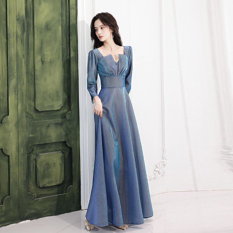 ドレス 結婚式 大人 上品 パーティードレス 演奏会 ロングドレス ウエディングドレス ワンピース 結婚式ドレス 袖あり 長袖 フォーマル ミモレ パーティー お呼ばれ 20代 30代 40代 hunsha46