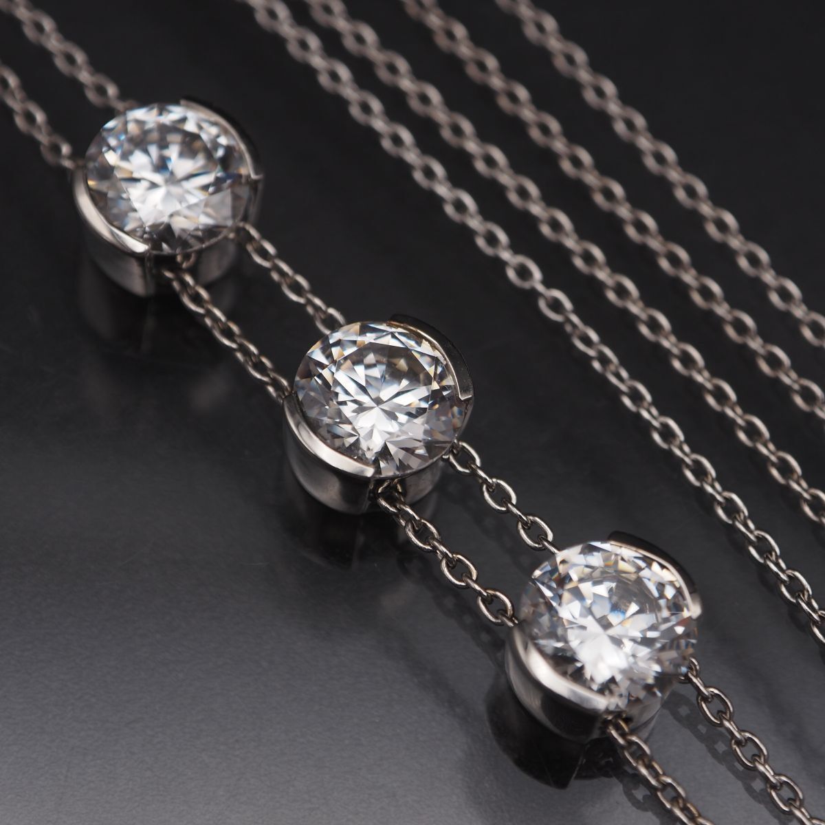 B3548【美品】ギラロッシュ ダイヤモンドネックレス シルバー925