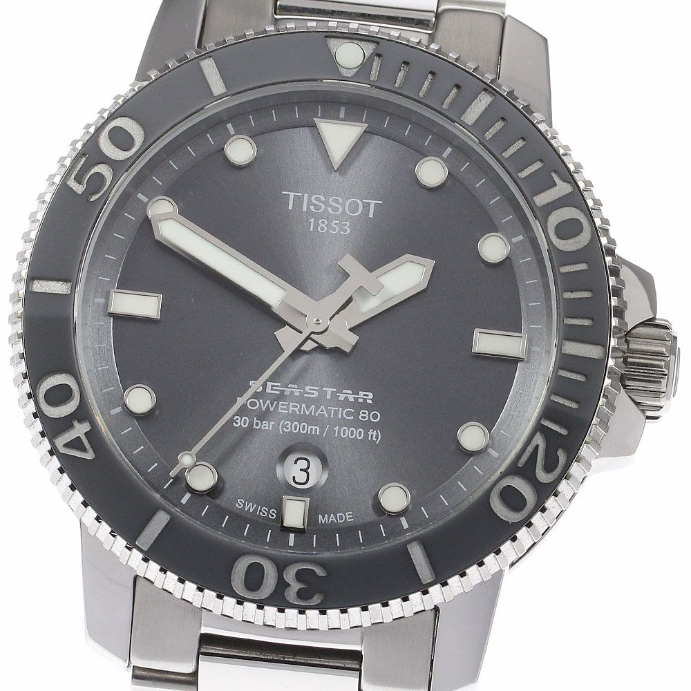 ティソ 美品 シースター 腕時計 ウォッチ アナログ 3針 自動巻き 黒