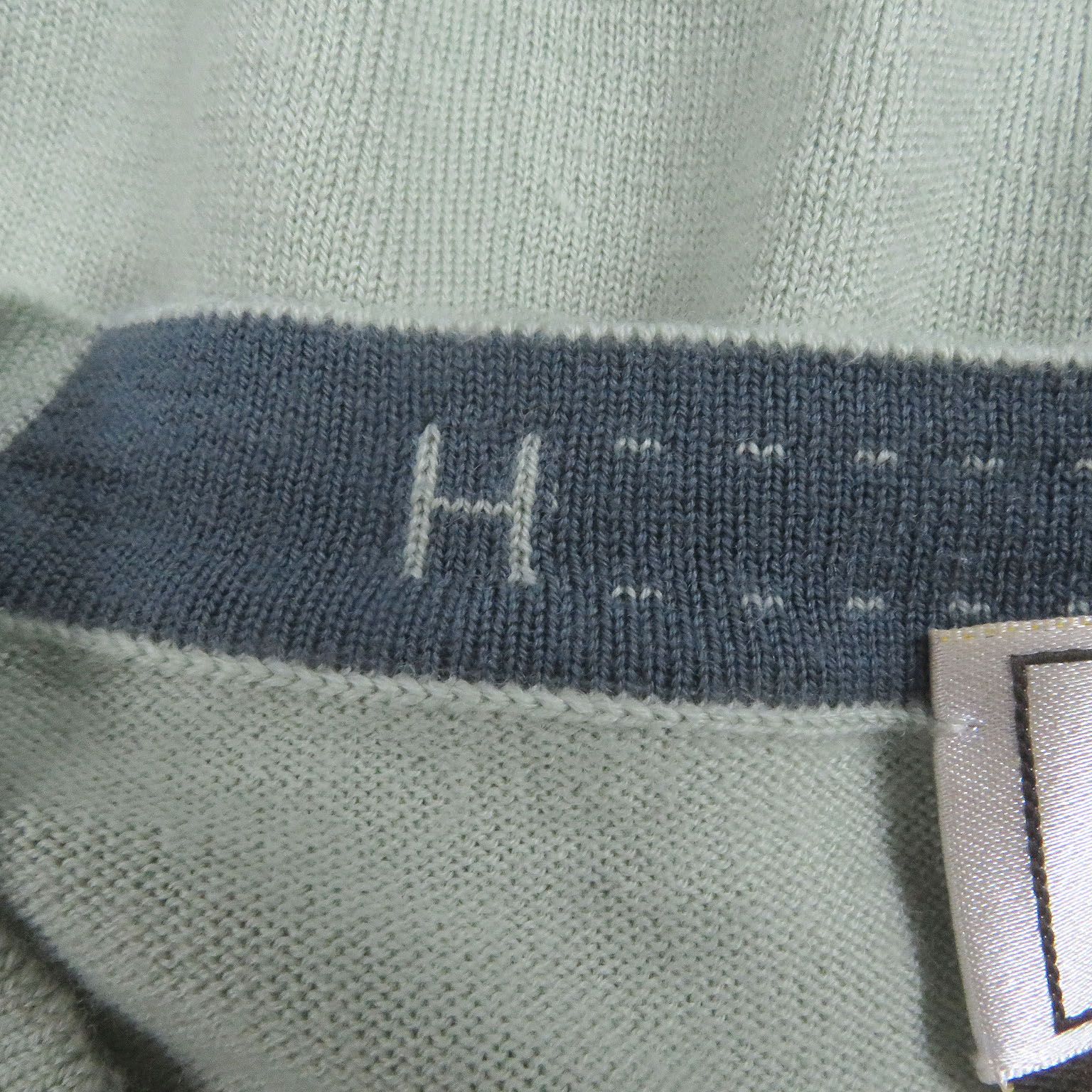 美品□HERMES エルメス ウール100％ Hロゴ サドルステッチ 薄手 ロング  