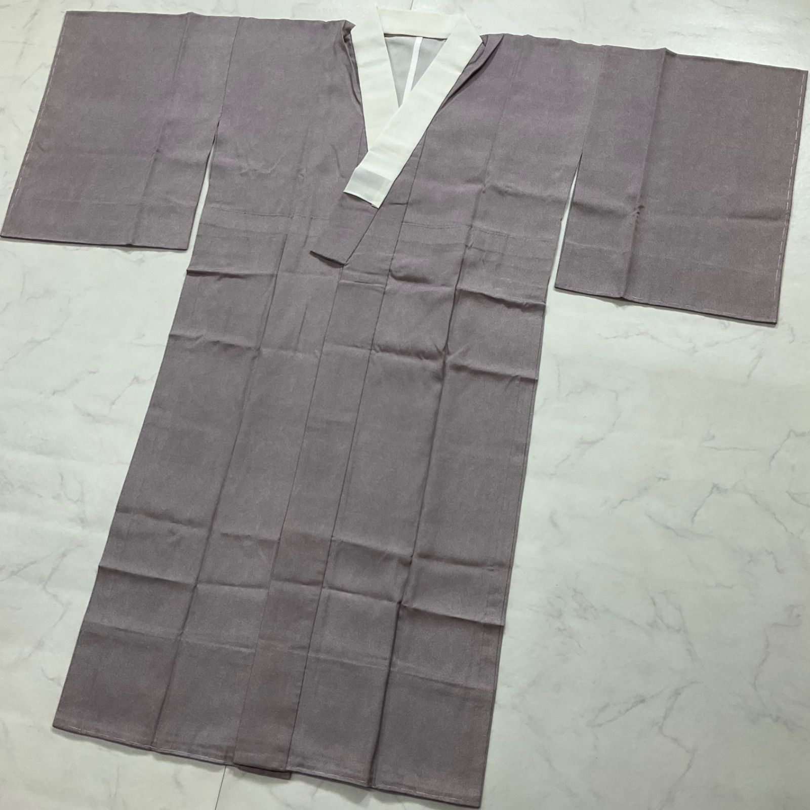 one◆ 同然◆長襦袢◆仕付け糸付き◆正絹◆鮫小紋江戸小紋◆寺山存男◆単衣◆袖無双◆白半衿付き◆裄68.5肩丈125.5◆小紋紬附下訪問着留袖袷単衣夏着物◆K1254