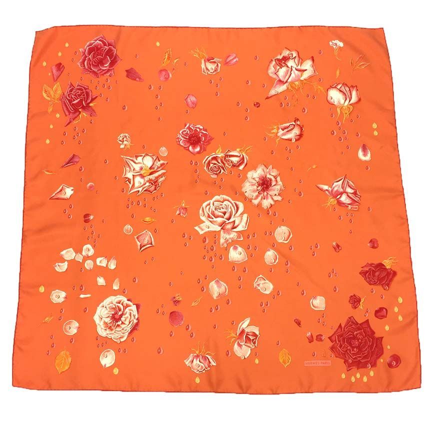 HERMES　エルメス　スカーフ　カレ90　La Rosse　バラ　aq9759 セール HERMES エルメス スカーフ カレ90 La Rosse 露 バラ 花