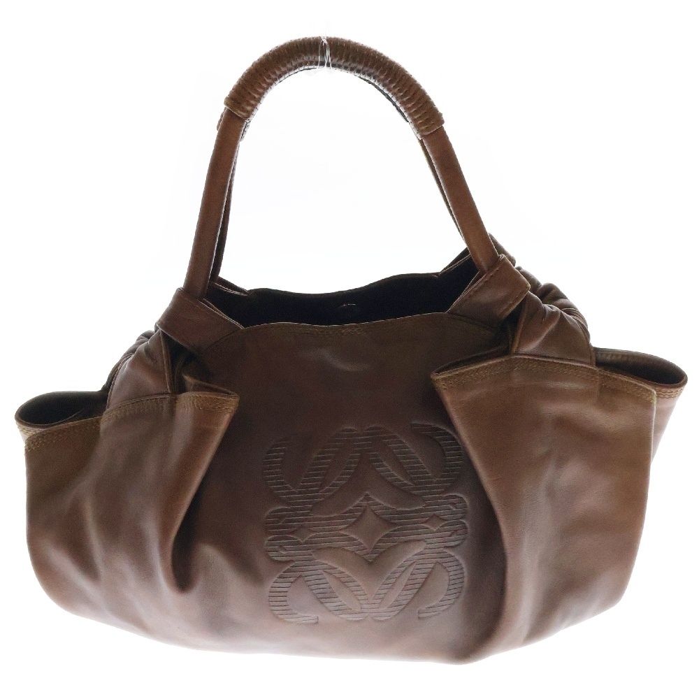 美品●ロエベ　ハンドバッグ　アナグラム　ロゴ型押し　ナッパレザー　ダークネイビー LOEWE ロエベ アナグラム ナッパレザー ハンドバッグ