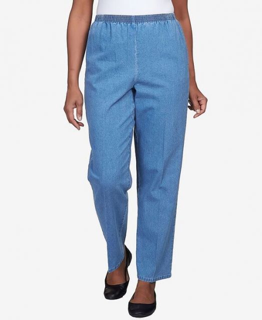 【送料無料】 アルフレッド ダナー レディース カジュアルパンツ ボトムス Petite Elastic Waist Short Length Denim Pants Meddenm