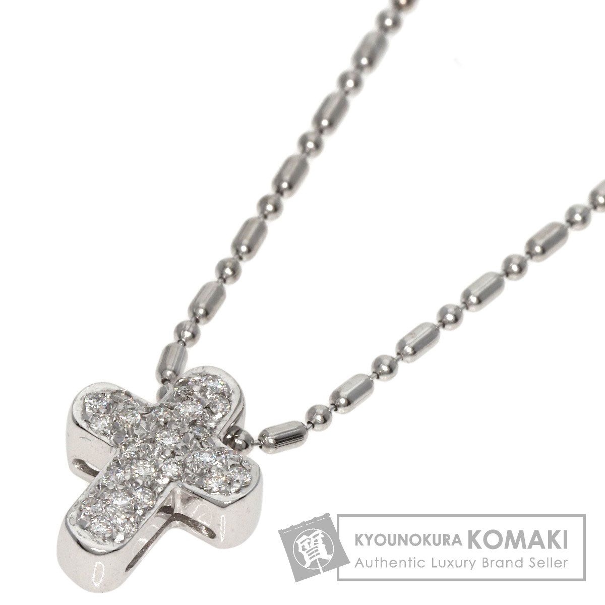 STAR JEWELRY K18WGダイヤクロスネックレス