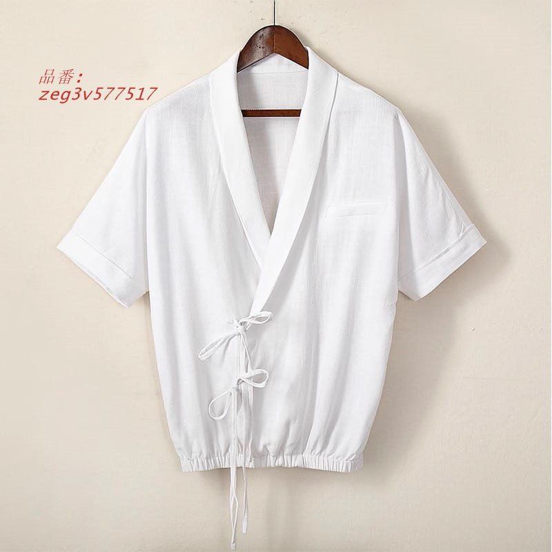 チャイナ服 カジュアル チャイナシャツ カンフー服 漢服 メンズ 中華風 男性用 ショール チャイナボタン 五分袖 半袖 zeg3v577517