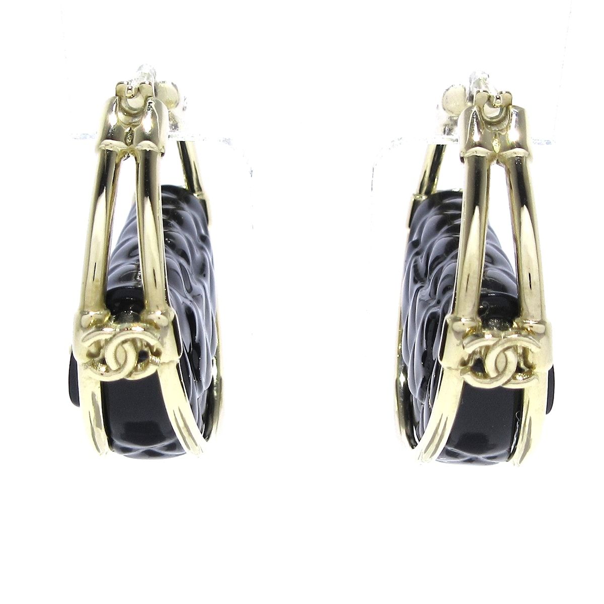 ［美品］CHANEL ゴールド ブラック ピアス シャネル CHANEL ピアス ココマーク スクエアピアス CHANEL