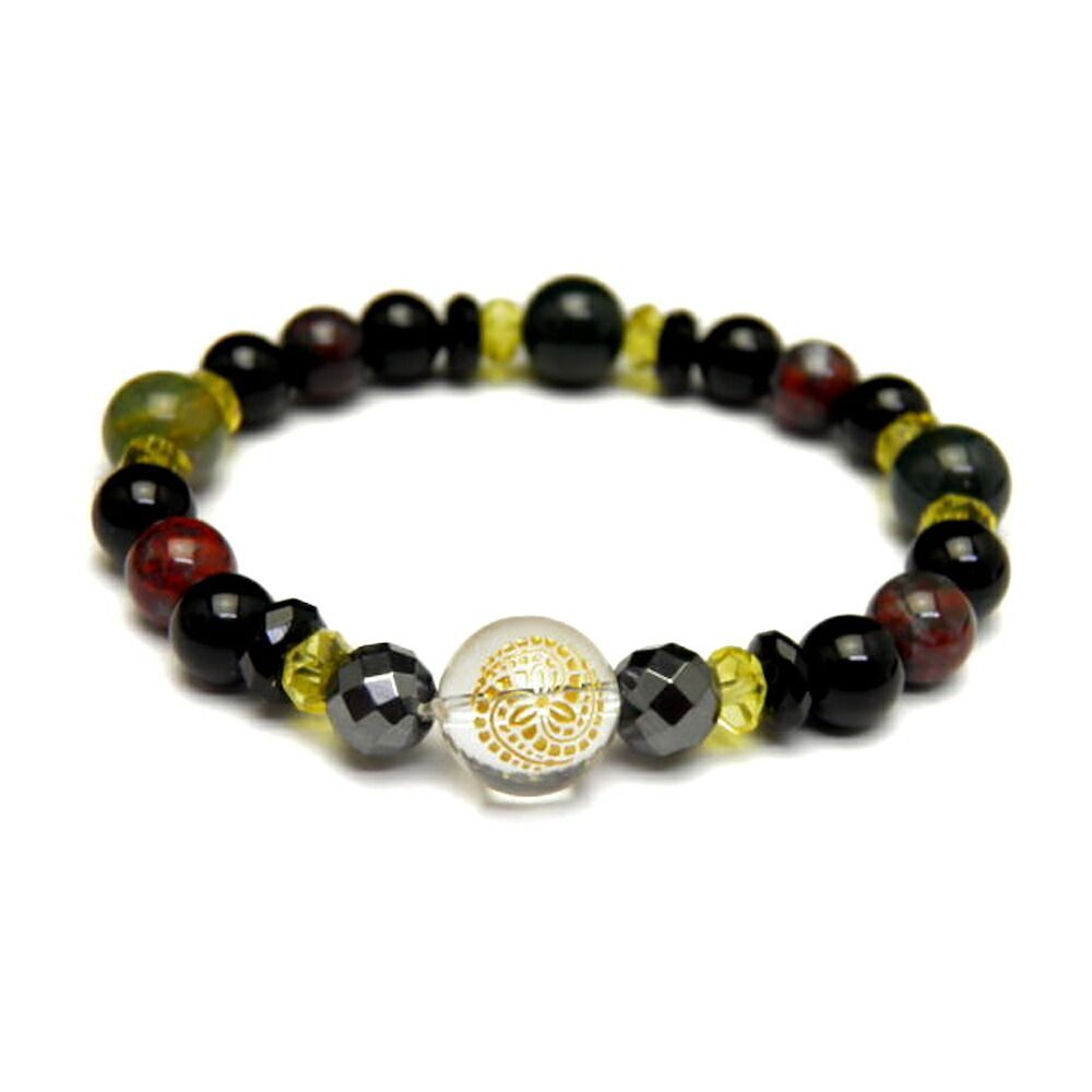 天然石 戦国武将 黒田官兵衛 水晶 ヘマタイト ブラッドストーン ブレスレット 天然石 風水 パワーストーン