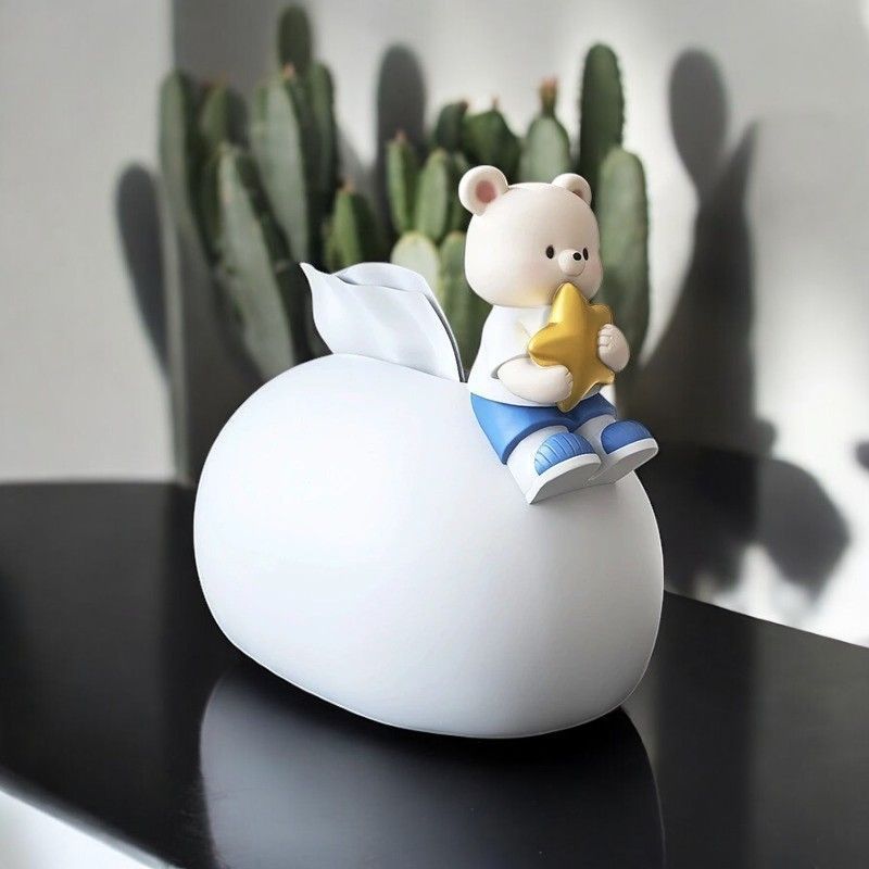 くまのティッシュケース ティッシュカバー ガラス製 かわいい ティッシュペーパー入れ ティッシュペーパーケース ティッシュペーパーカバー