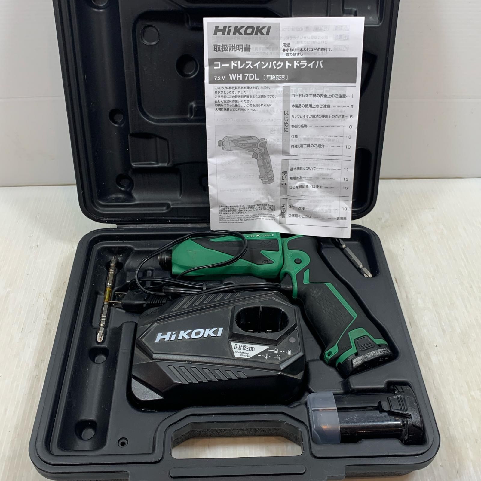 κκHiKOKI ハイコーキ 締め付け工具 ペンドライバドリル コードレス式 7.2v J820616 WH7DL グリーン
