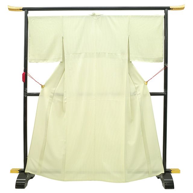 新古品】 夏物 江戸小紋 着物 未使用 単衣 正絹 絽 万筋 小紋 薄黄緑