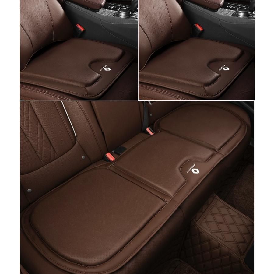 ◆ルノー RENAULT◆モカブラウン◆シートクッション カーシートカバー 座布団2点+車の後席1点 座席クッション 車用シート保護 滑り止め ナッパレザー 672