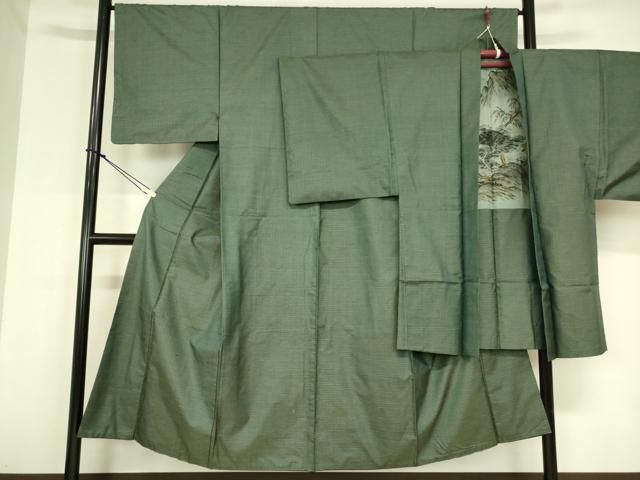 平和屋着物男性　本場大島紬　アンサンブル　格子　正絹　逸品　DAAK5933re