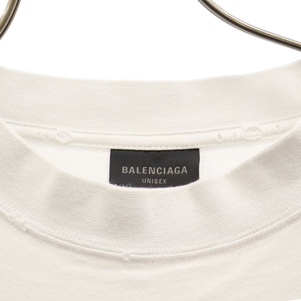 BALENCIAGA (バレンシアガ) 22SS MEDIUM FIT COLLEGE T-SHIRT ミディアムフィット ダメージ加工 カレッジロゴプリント 半袖Tシャツ カットソー 739784 T0VK1