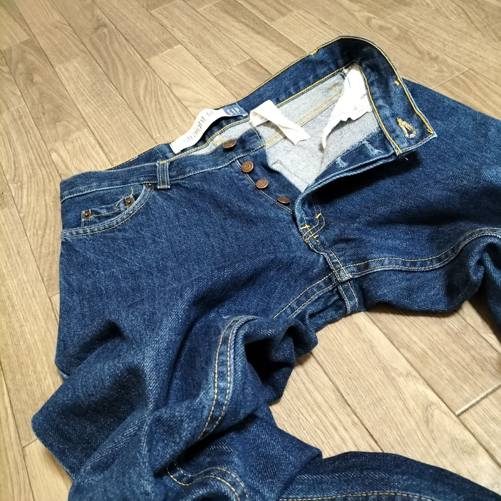 美品★90s 00s OLD GAP デニムパンツ ジーンズ ジーパン ストレート ボトムス メンズ ユニセックス W30 インディゴブルー 紺  ビンテージ オールド ユーロ ギャップ マルタ製 希少 ブランド古着 USED