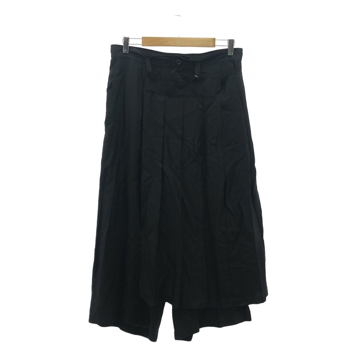 Y s | ワイズヨウジヤマモト | 2025SS | 4OZ CU|DUNGAREE TWILL WRAPT PLEATED PANTS | アシンメトリー ドローストリング ワイドパンツ | 2 | ブラック | レディース