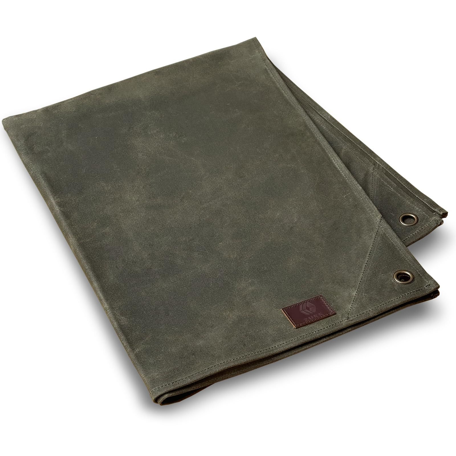 新品 ZUKK 帆布シート グランドシート キャンプ 帆布 パラフィン 本革 141×95cm ソロ 16oz キャンバス 厚手 撥水 防水 高耐久 テントシート マルチシート レジャーシート (オリーブブラウン M)
