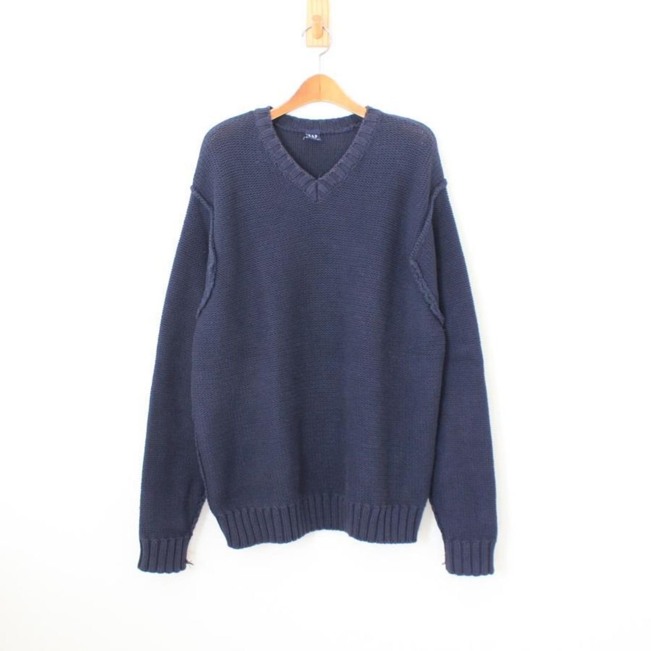 GAP ギャップ 01s Y2K コットンニット  インサイドアウトデザイン ネイビー  M （w-1589）