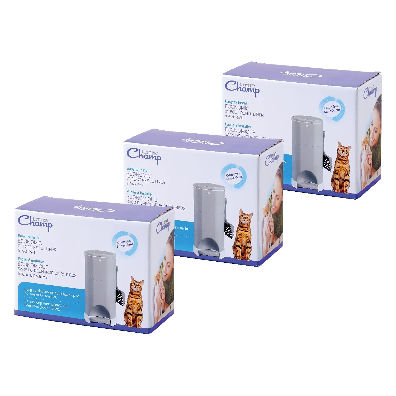 OFT キティペール 替えロール 3箱セット 犬 猫 トイレ ゴミ箱 収納 消臭 ふた付き 猫砂 ペットシーツ トイレポット トイレ用品 臭わない 紙おむつ おむつ ペール 9ロール 6.4m×9