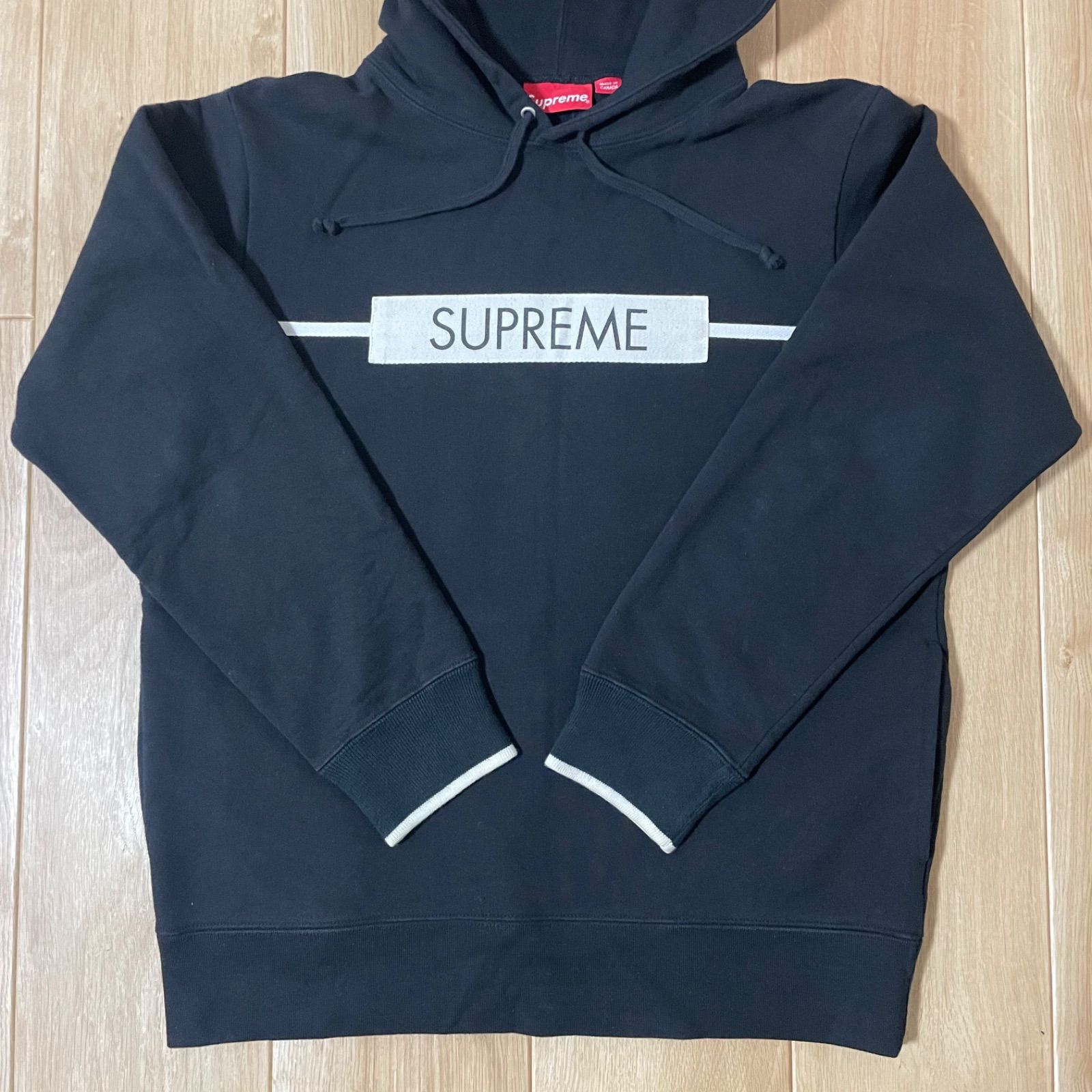 17SS/Chest Twill Tape Hooded Sweatshirt/パーカー/M/コットン/ネイビー