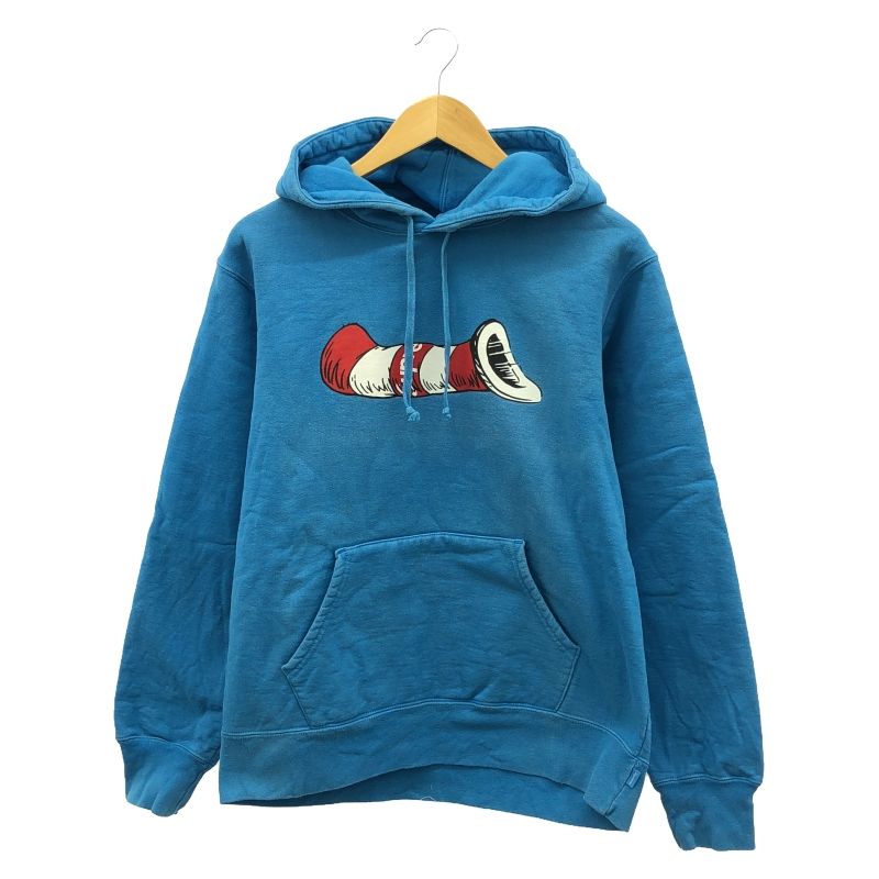 【中古】Supreme スウェットパーカー サイズM 青 シュプリーム[91]